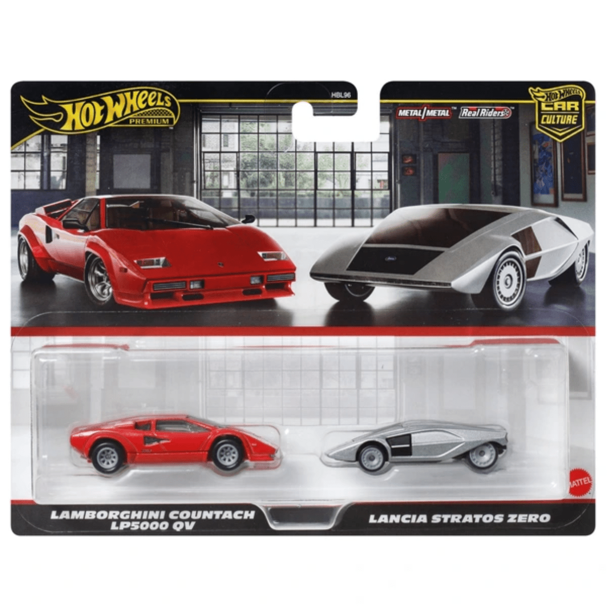 Hot Wheels Premium Car Culture 2 Pack Lamborghini Countach LP5000 QV & Lancia Stratos Zero - 1:64 Scale - Phillips Hobbies
