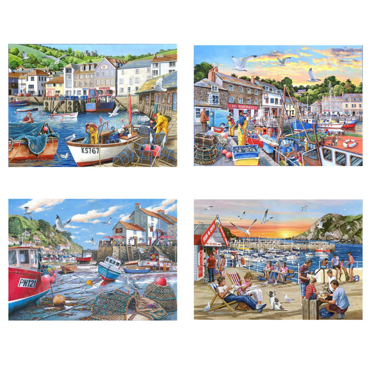 House of Puzzles Days At The Dock - 4 x 500 Piece Jigsaw Puzzles - Phillips Hobbies
