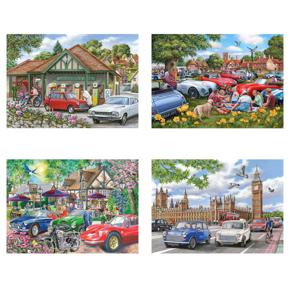House of Puzzles Nice Day For A Drive - 4 x 500 Piece Jigsaw Puzzles - Phillips Hobbies