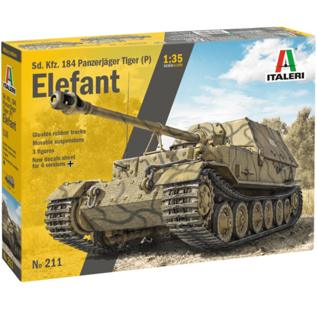 Italeri Sd. Kfz. 184 Pz.Jäger Elefant RR Plastic Kit - 1:35 Scale - Phillips Hobbies