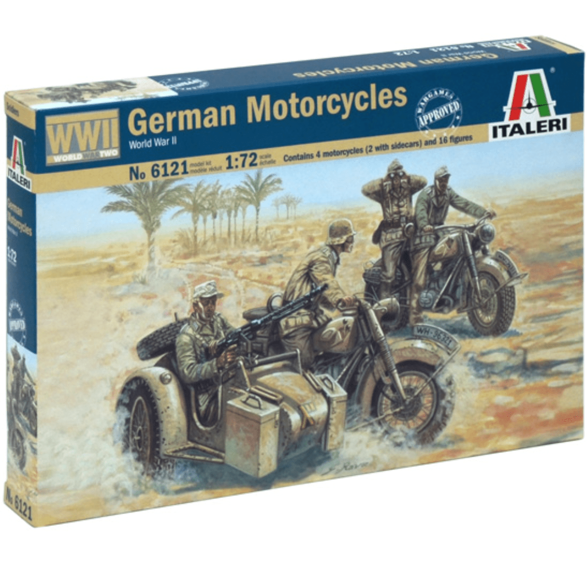 Italeri WWII German Motorcycles Plastic Kit - 1:72 Scale - Phillips Hobbies