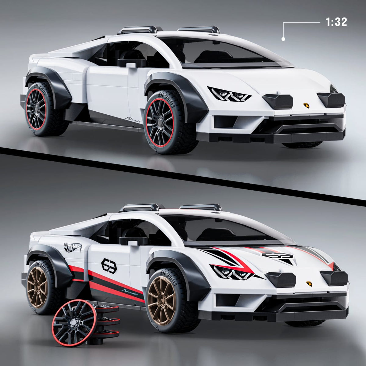 Mattel Brick Shop Hot Wheels Lamborghini Huracán Sterrato Building Toy Kit