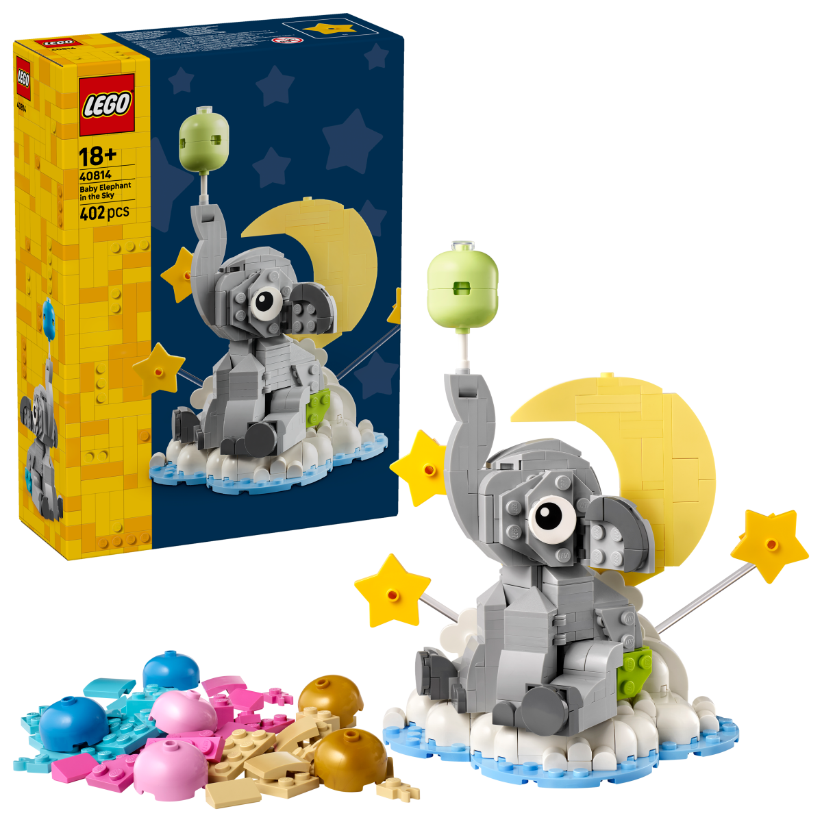 LEGO® Baby Elephant in the Sky Display Gift for New Parents 40814 - Phillips Hobbies