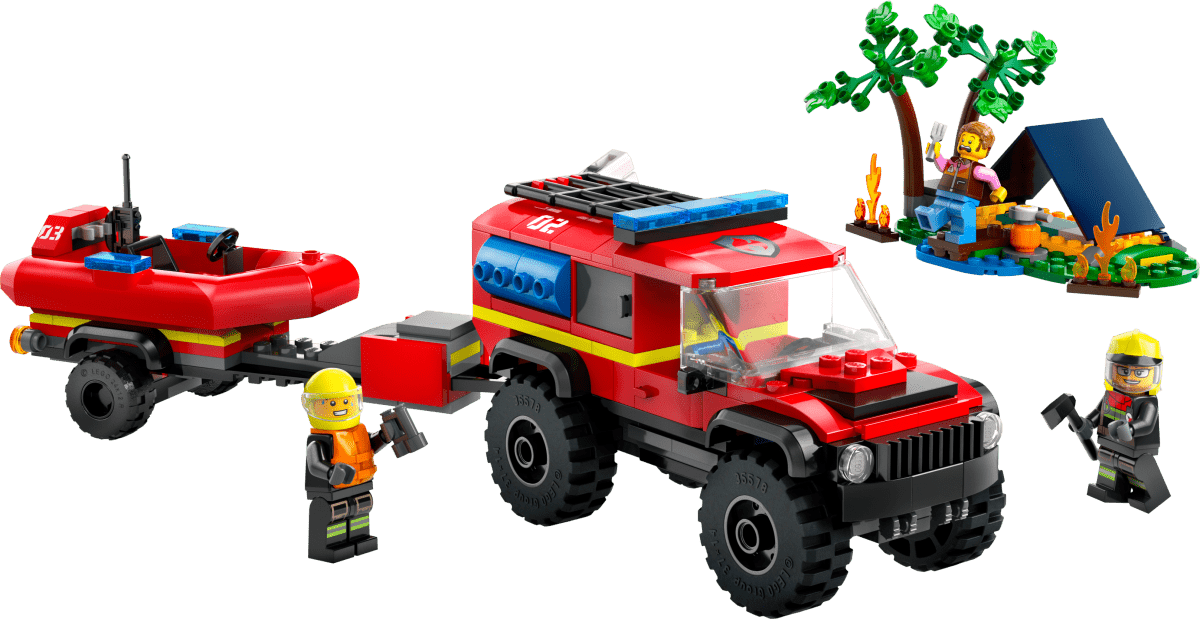 LEGO® City 4x4 Fire Engine with Rescue Boat Toy 60412 - Phillips Hobbies
