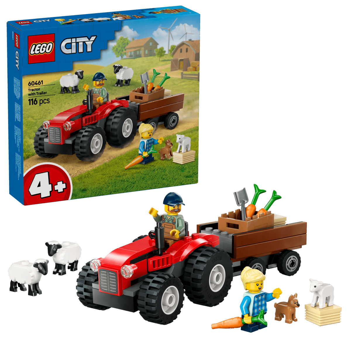 LEGO® City Red Farm Tractor with Trailer & Sheep Toy, Playset for Kids 60461 - Phillips Hobbies