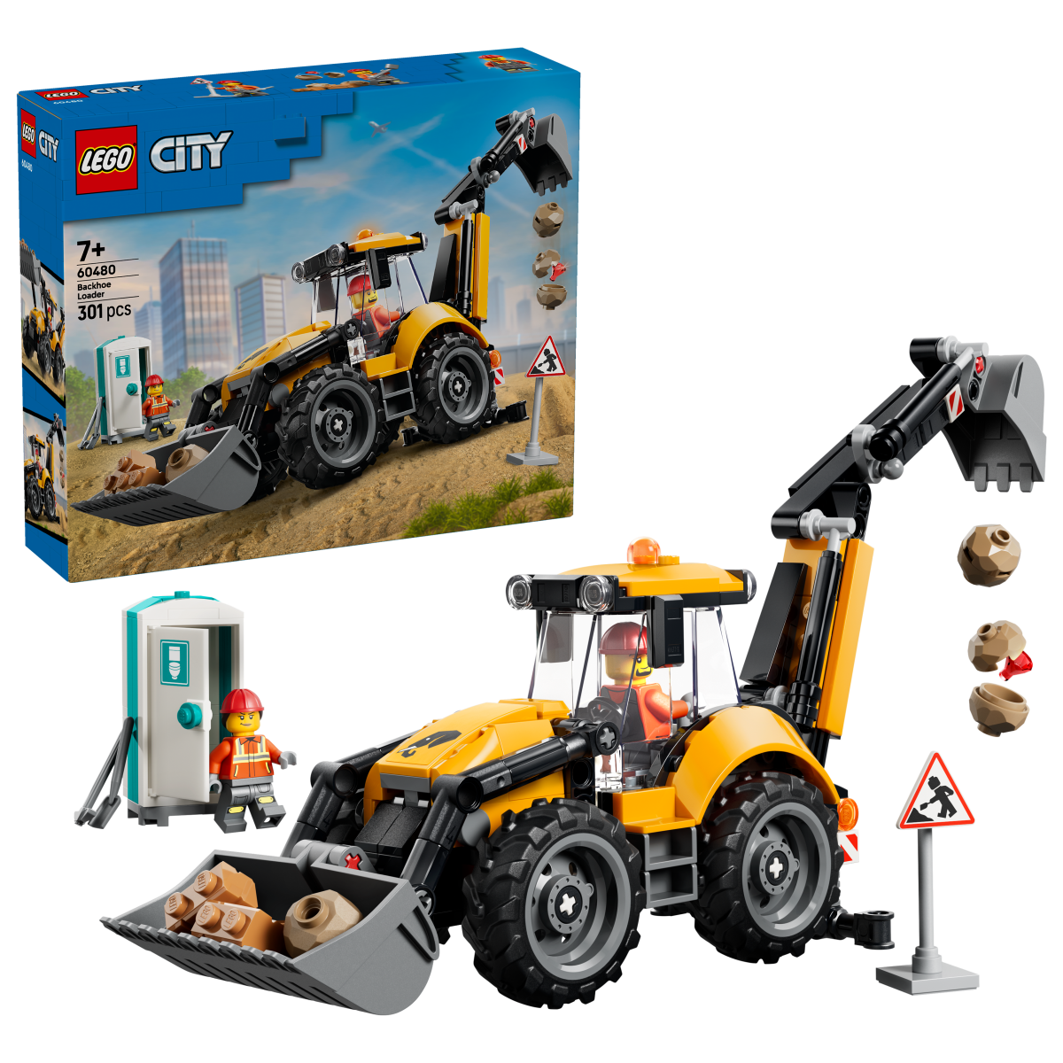 LEGO® City Yellow Backhoe Loader - Construction Toy 60480 - Phillips Hobbies