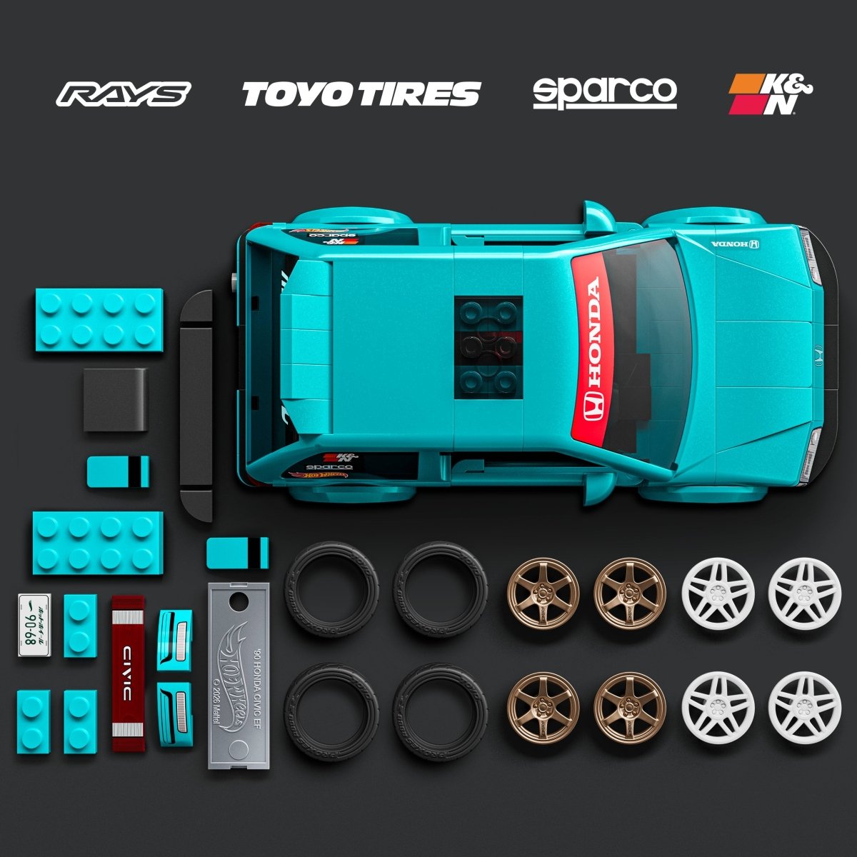 Mattel Brick Shop™ Hot Wheels® Custom '90 Honda Civic EF Building Set - Speed Series - Phillips Hobbies