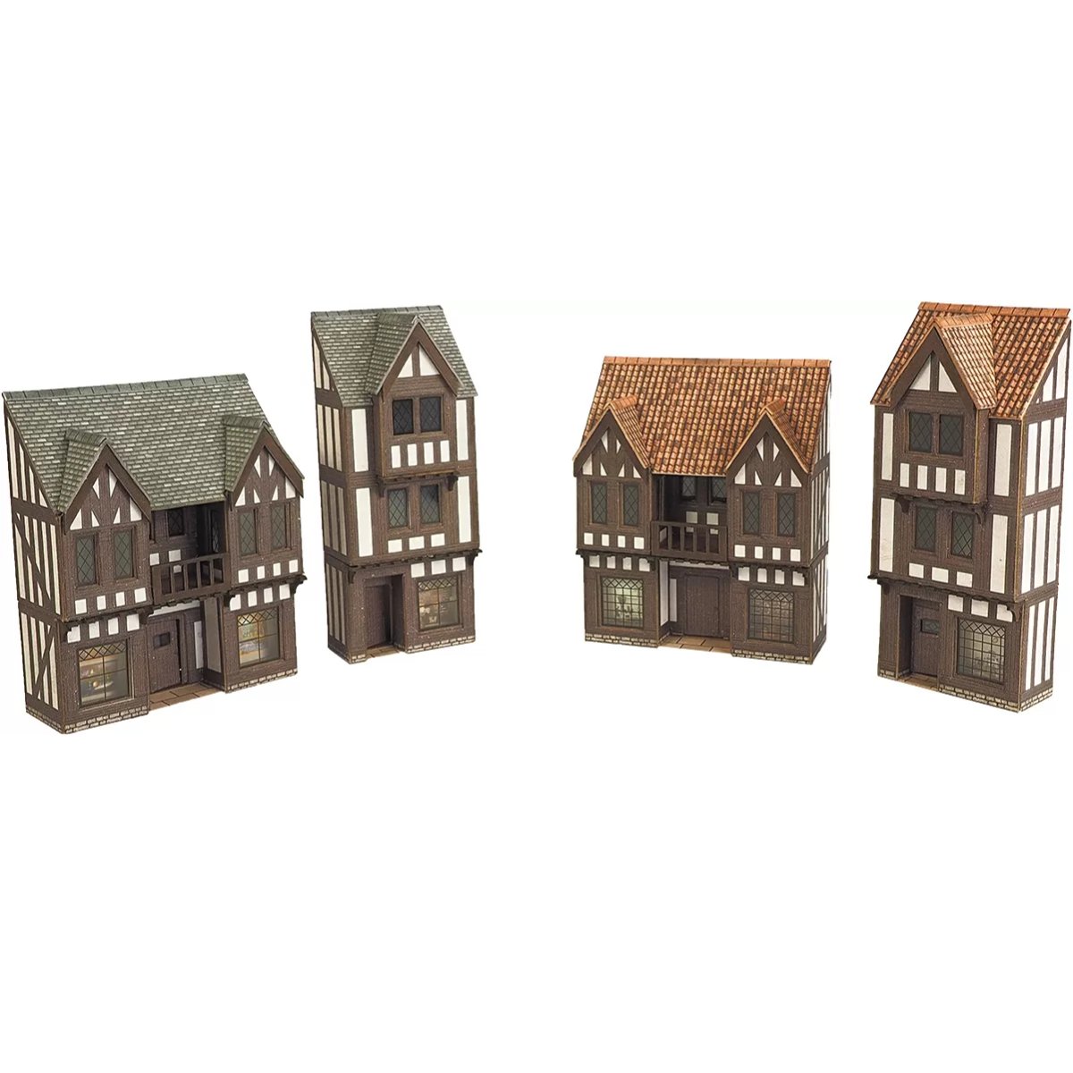 Metcalfe PN190 Low Relief Timber Framed Shops Card Kit - N Gauge - Phillips Hobbies