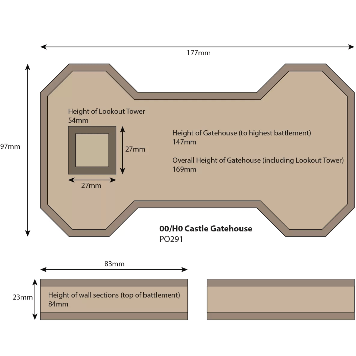 Metcalfe PO291 Castle Gatehouse Card Kit - 00/H0 Gauge - Phillips Hobbies