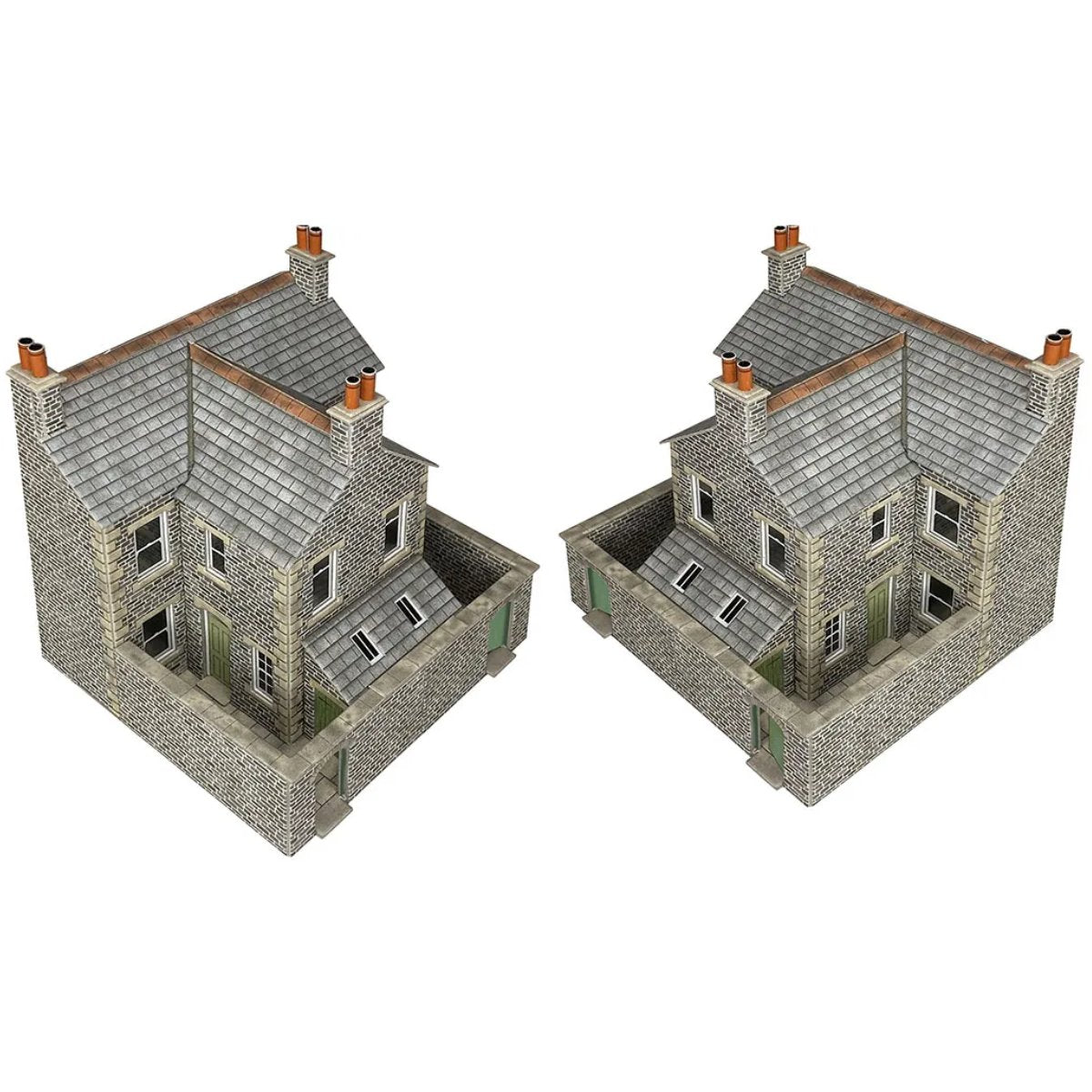 Metcalfe PO305 Low Relief Terraced House Backs Stone Card Kit - 00/H0 Scale - Phillips Hobbies