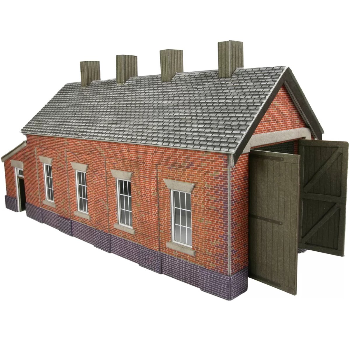 Metcalfe PO331 Red Brick Single Track Engine Shed Card Kit - 00/H0 Scale - Phillips Hobbies