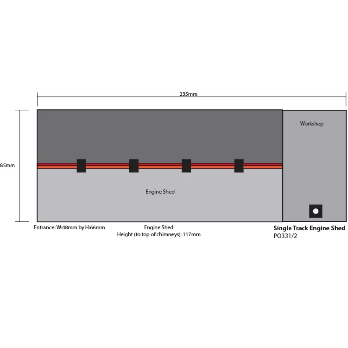 Metcalfe PO331 Red Brick Single Track Engine Shed Card Kit - 00/H0 Scale - Phillips Hobbies