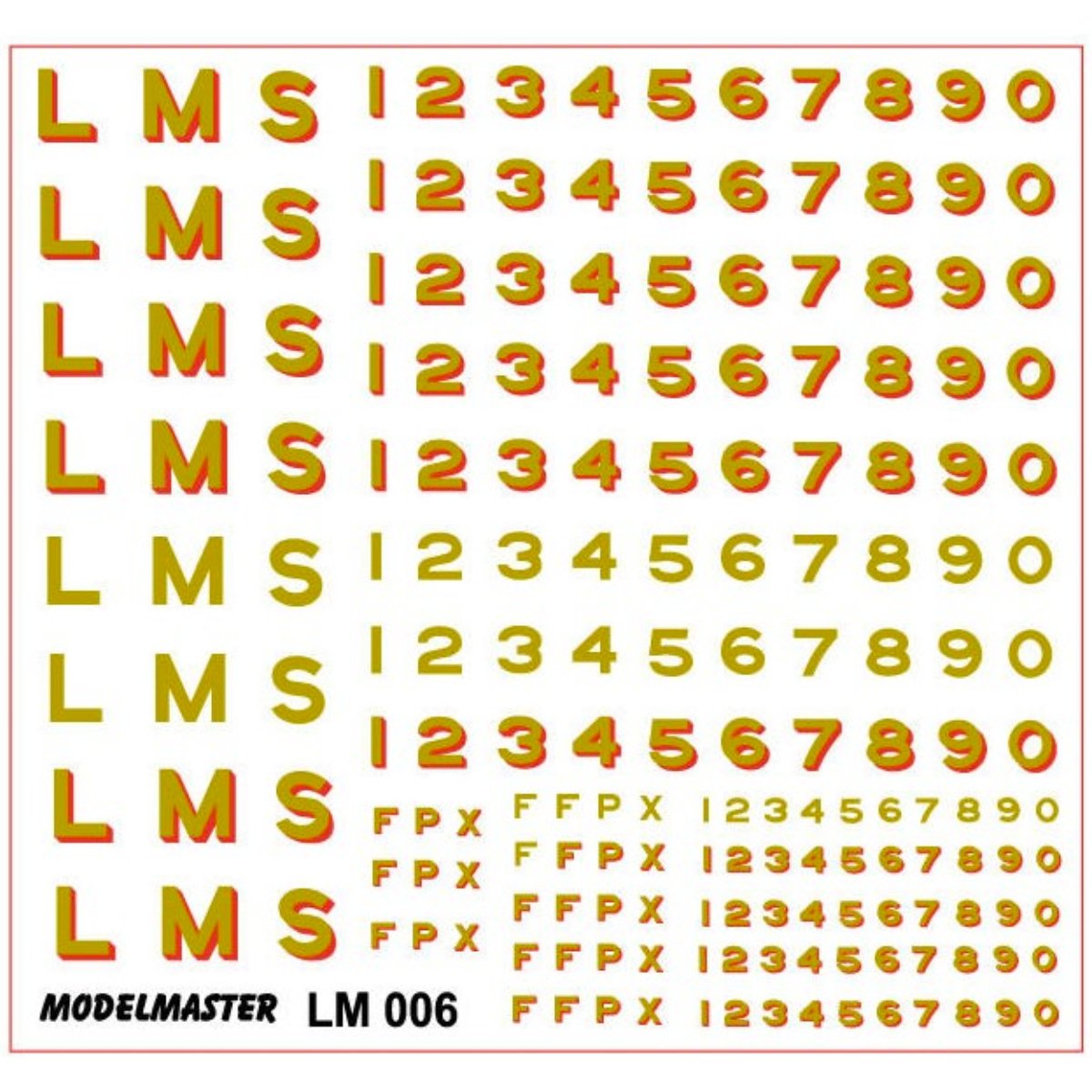 Modelmaster LM006 LMS Sans Serif Loco Lettering & Numbering