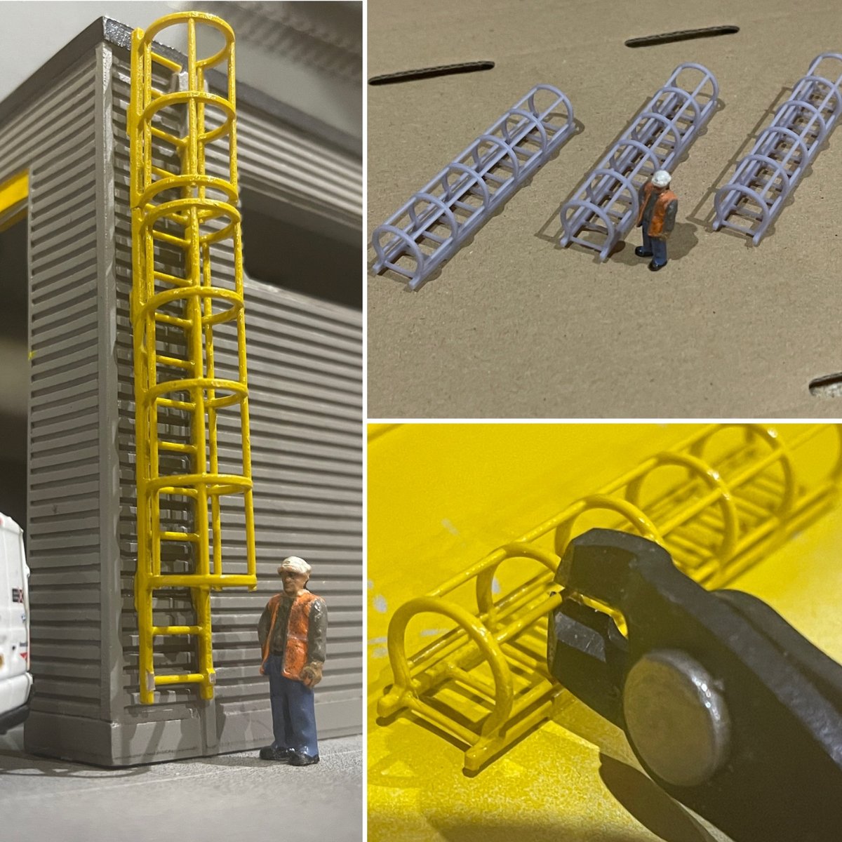 OO Gauge Industrial Ladders x3 Unpainted - Rusty Rails Modelling