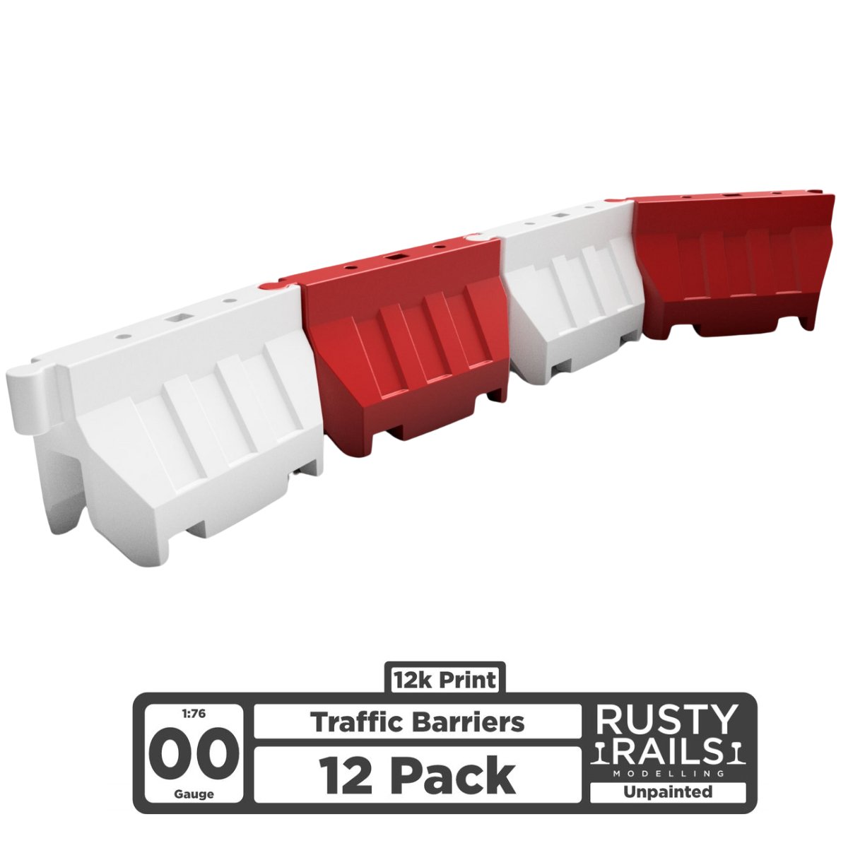 OO Gauge Traffic Barriers x12 Unpainted - Rusty Rails Modelling