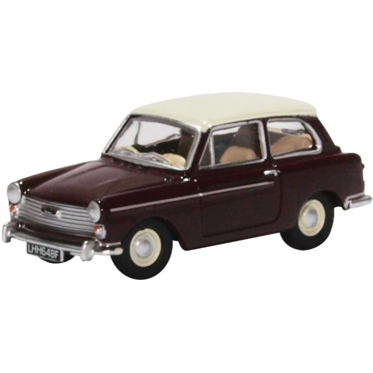 Oxford Diecast 76AA007 Austin A40 MKII Maroon Black & Snowberry White - Phillips Hobbies