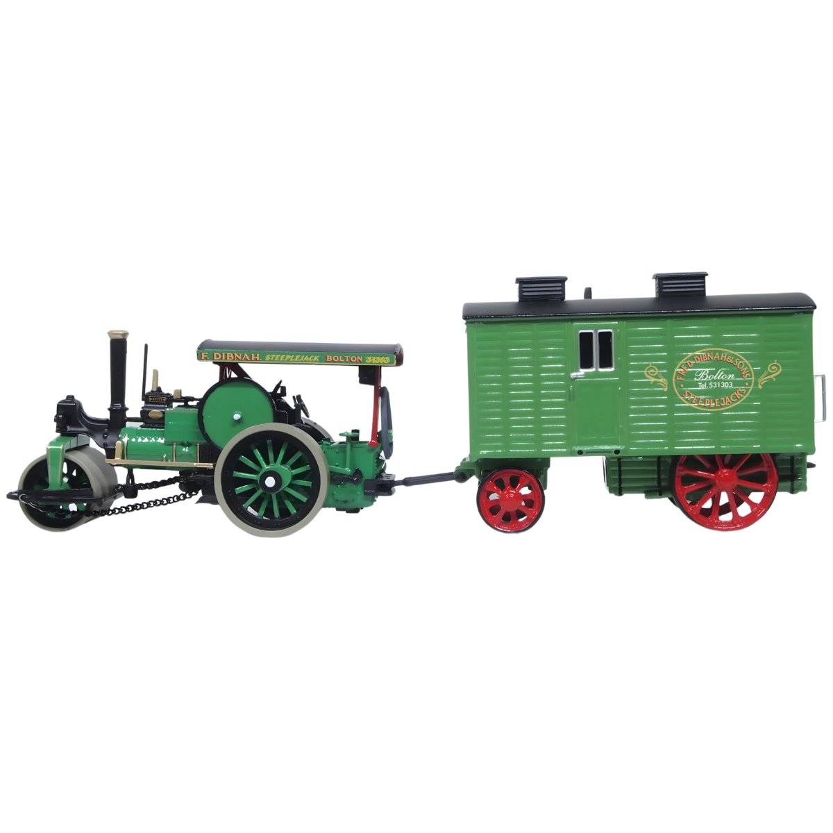 Oxford Diecast 76APR004 Fred Dibnah Aveling & Porter Road Roller (Betsy) & Wagon - Phillips Hobbies