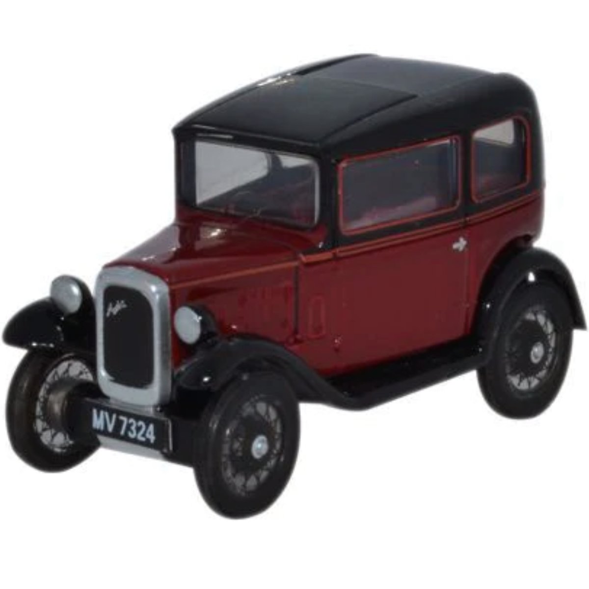 Oxford Diecast 76ASS003 Austin Seven RN Saloon Maroon - Phillips Hobbies