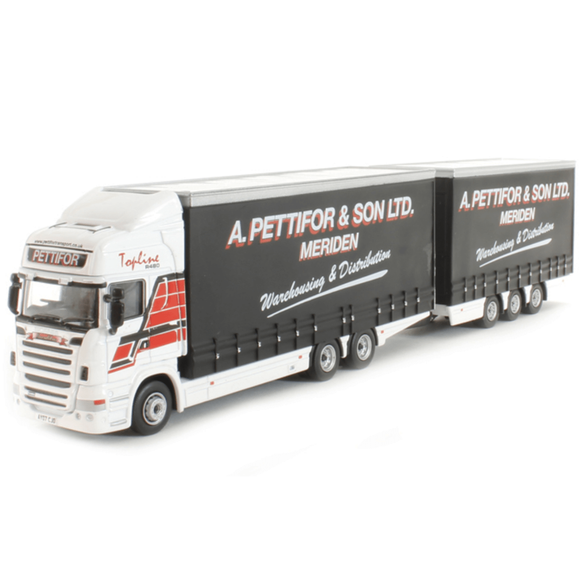 Oxford Diecast 76DBU002 Scania Topline Drawbar A. Pettifor & Son Ltd - 1:76 Scale Model - Phillips Hobbies