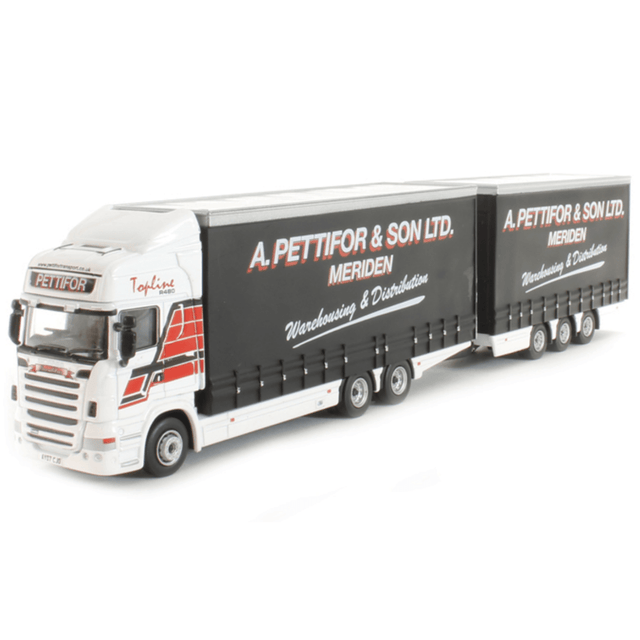 Oxford Diecast 76DBU002 Scania Topline Drawbar A. Pettifor & Son Ltd - 1:76 Scale Model - Phillips Hobbies