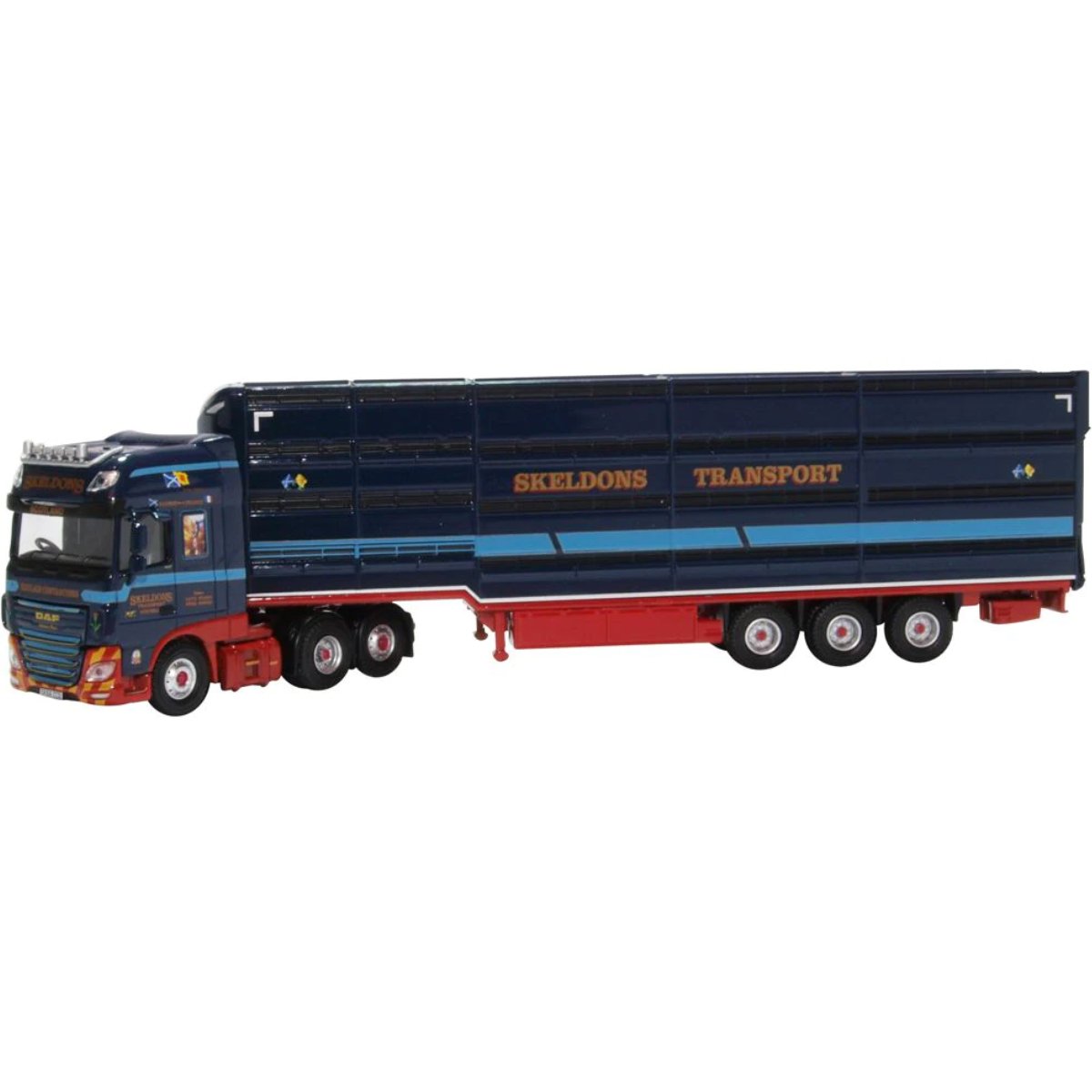 Oxford Diecast 76DXF004 DAF XF Euro 6 Livestock Transporter Skeldons - Phillips Hobbies