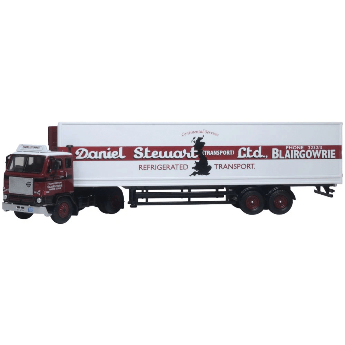 Oxford Diecast 76F88002 Volvo F88 Short Fridge Trailer Daniel Stewart - 1:76 Scale - Phillips Hobbies