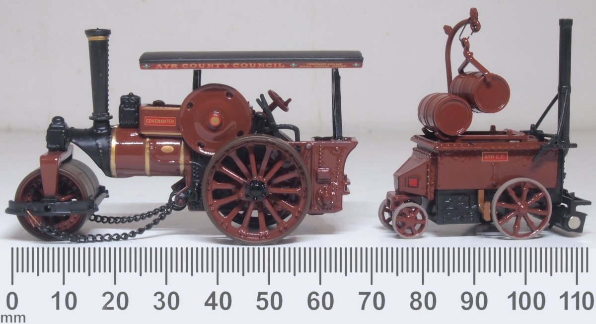 Oxford Diecast 76FSR007 Fowler Steam Roller & Coleman Flapper Covenanter/Ayr County Council - 1:76 Scale - Phillips Hobbies