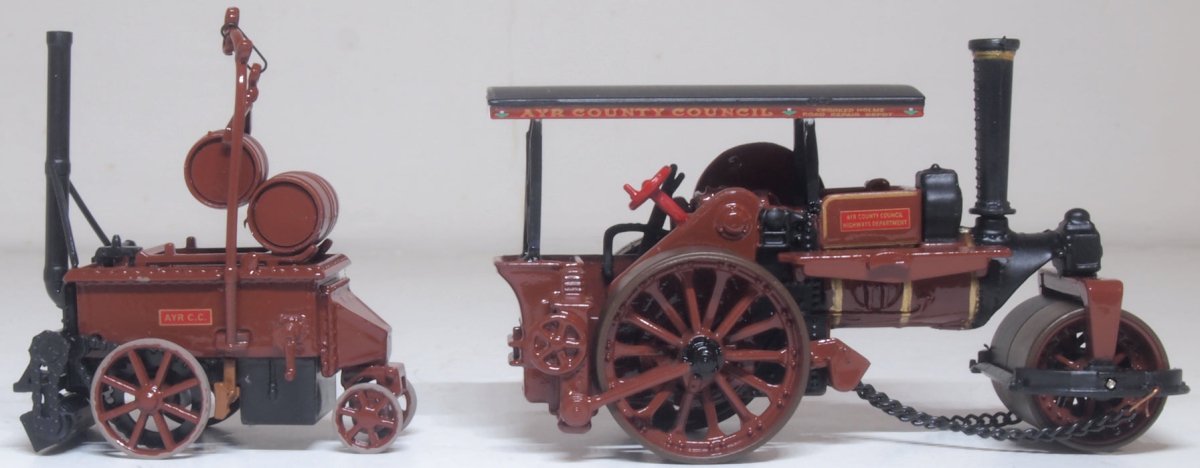 Oxford Diecast 76FSR007 Fowler Steam Roller & Coleman Flapper Covenanter/Ayr County Council - 1:76 Scale - Phillips Hobbies