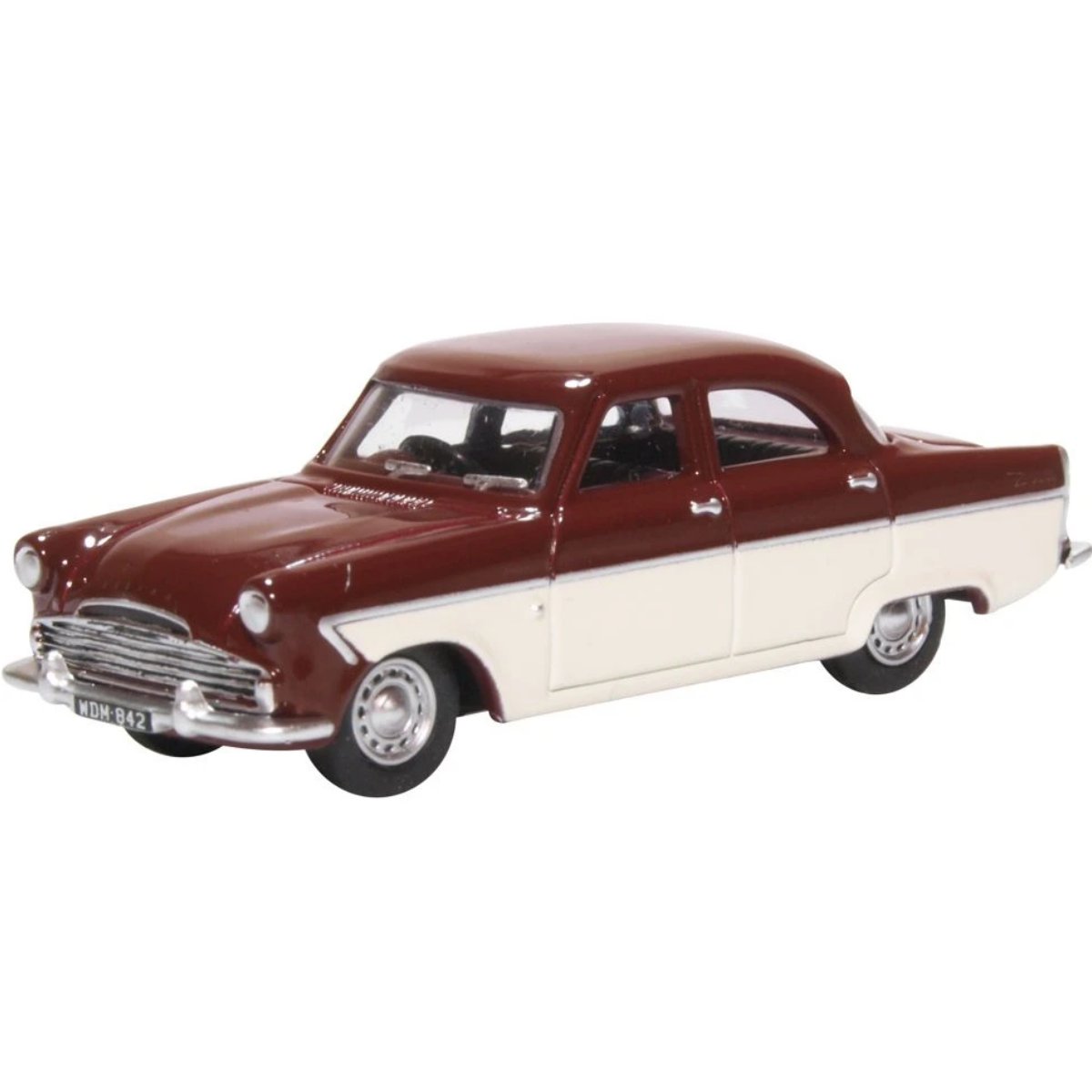 Oxford Diecast 76FZ002 Ford Zodiac MkII Imperial Maroon/Ermine White - Phillips Hobbies