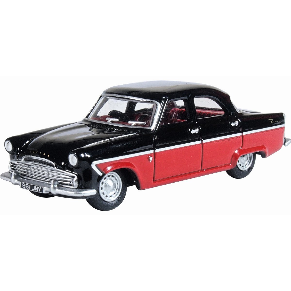 Oxford Diecast 76FZ004 Black Ford Zodiac MKII Black & Red - Phillips Hobbies