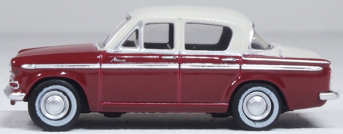 Oxford Diecast 76HM002 Hillman Minx MkIIIa Pippin Red/Pearl Grey - 1:76 Scale - Phillips Hobbies