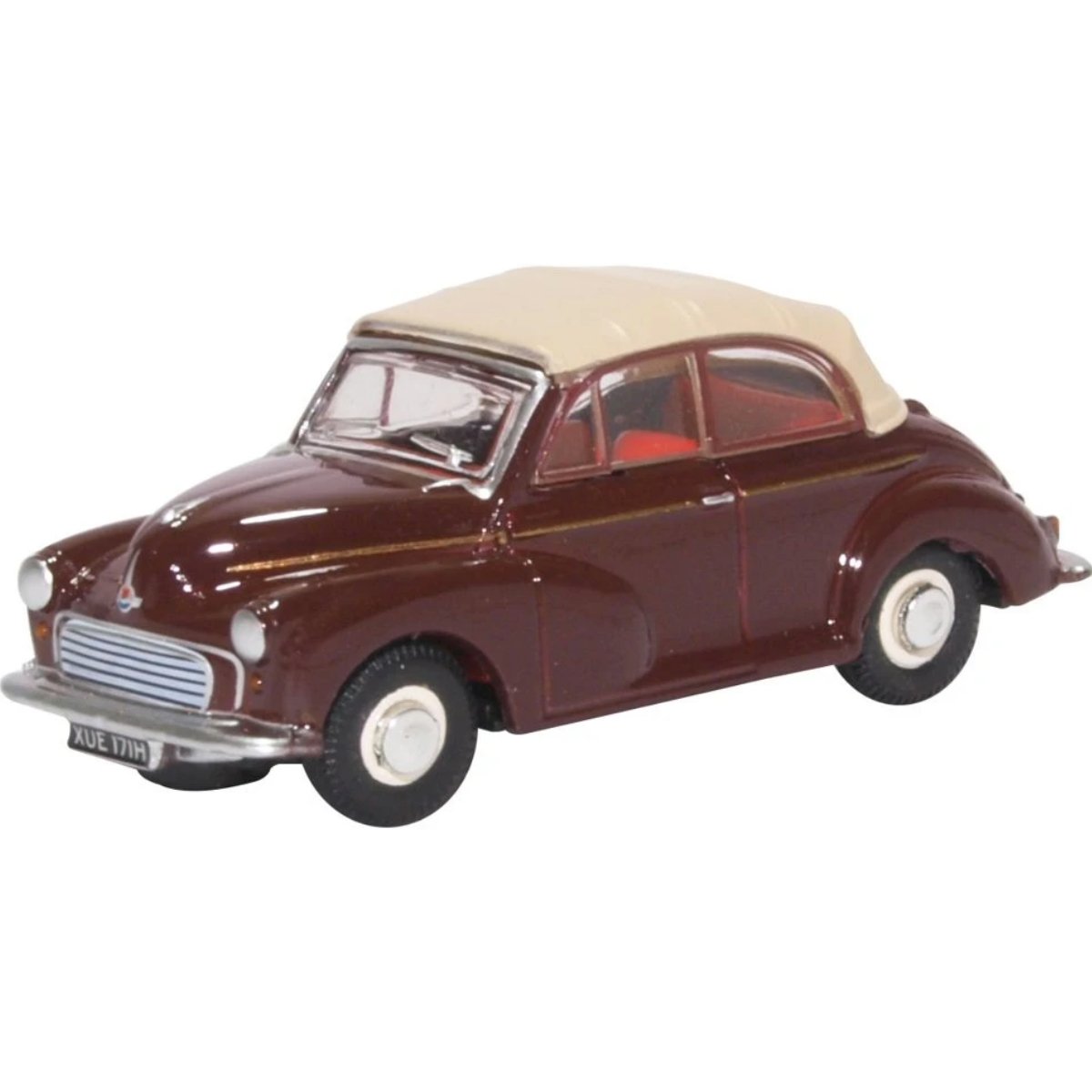 Oxford Diecast 76MMC006 Morris Minor Convertible Maroon Tan - Phillips Hobbies