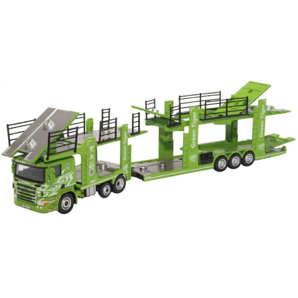 Oxford Diecast 76SCT004 Scania Car Transporter Green Tiger - Phillips Hobbies