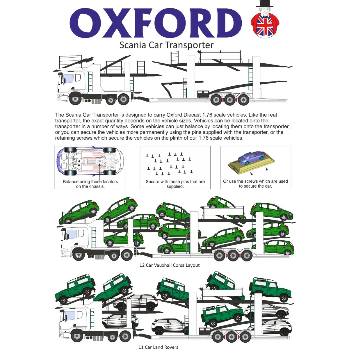 Oxford Diecast 76SCT005 Eddie Stobart Car Transporter - Christina Frances - Phillips Hobbies