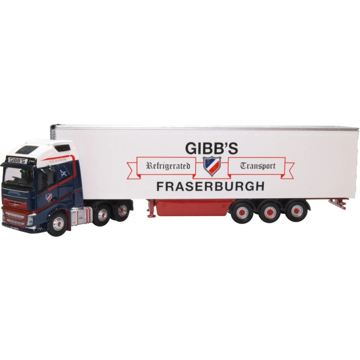 Oxford Diecast 76VOL4011 Volvo FH4 GXL Fridge Trailer Gibbs of Fraserburgh - Phillips Hobbies