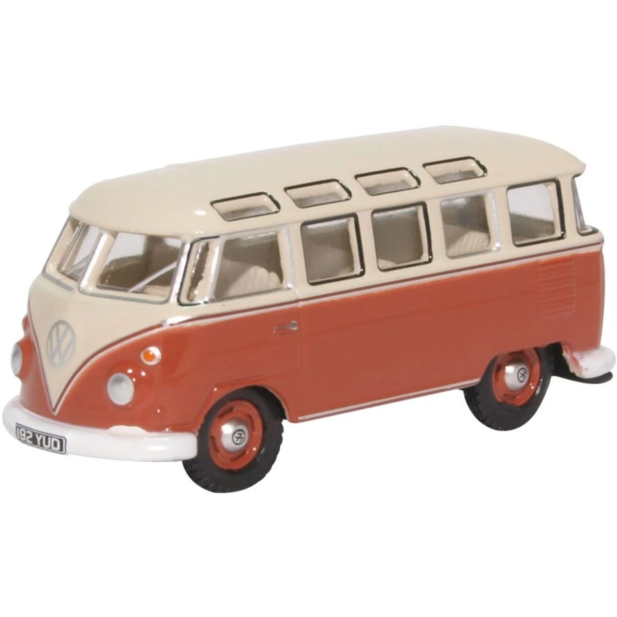 Oxford Diecast 76VWS001 VW T1 Samba Bus Sealing Wax Red Beige Grey - Phillips Hobbies