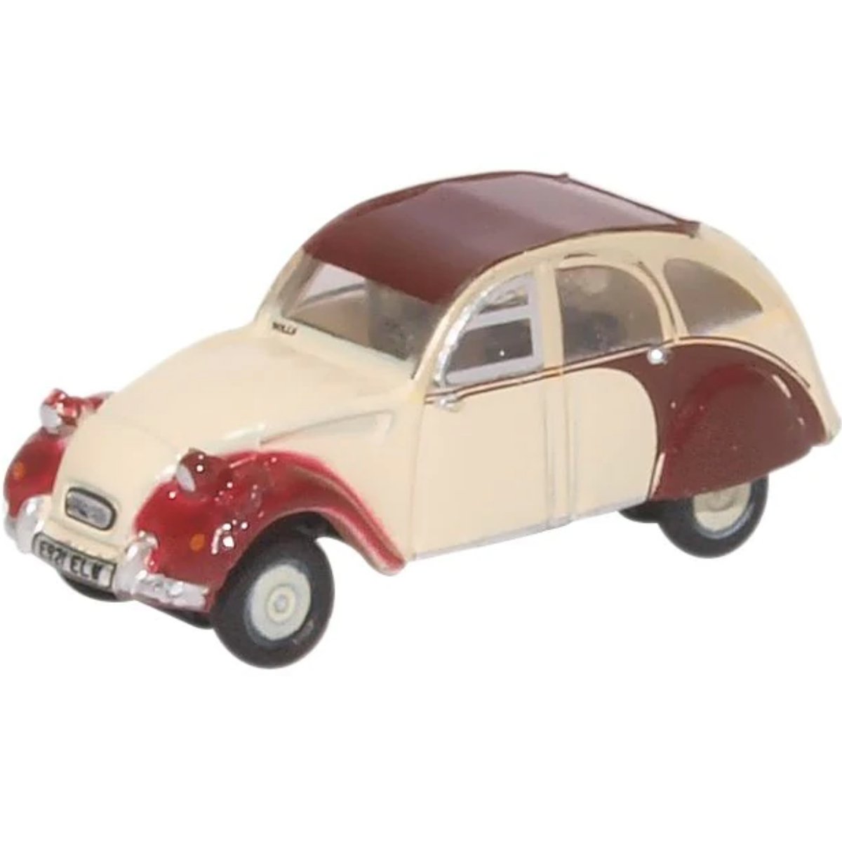 Oxford Diecast NCT005 Citroen 2CV Plum/Custard - Phillips Hobbies