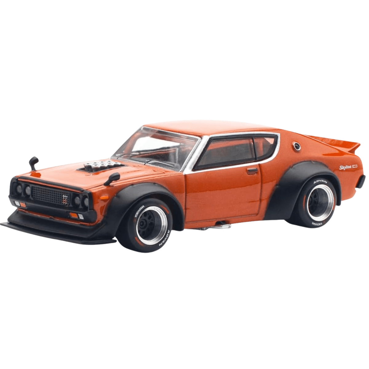Pop Race Nissan Skyline GT - R V8 Drift (Kenmeri) Orange - 1:64 Scale Model - Phillips Hobbies
