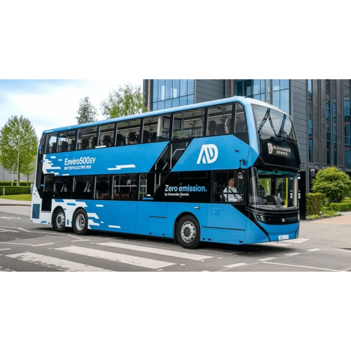 PRE - ORDER: 80M Alexander Dennis Enviro500EV Zero Emission Livery Demonstrator - 1:76 Scale - Phillips Hobbies