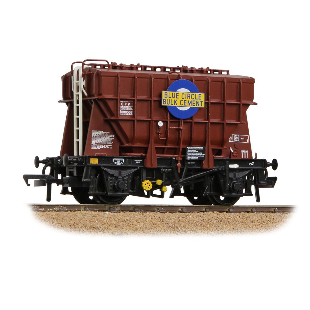 PRE - ORDER: Bachmann BR 22T CPV Presflo Bulk Powder Wagon BR Bauxite 'Blue Circle' - OO Gauge - Phillips Hobbies