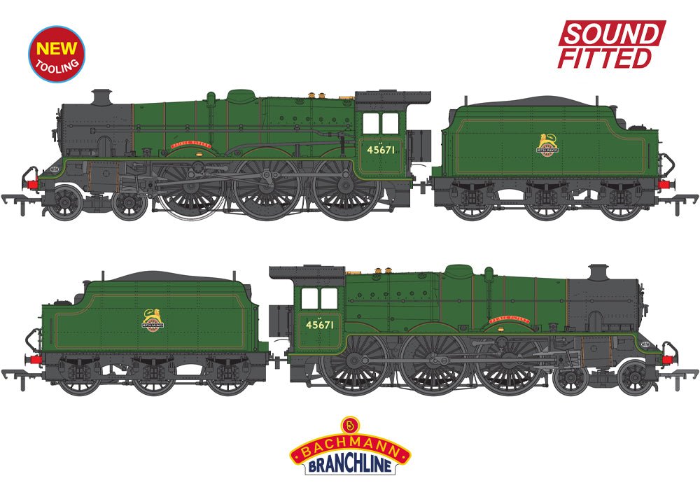 PRE - ORDER: Branchline LMS Jubliee with Riveted Stanier Tender 45671 'Prince Rupert' BR Lined Green (Early Emblem) SOUND FITTED - OO Gauge - Phillips Hobbies