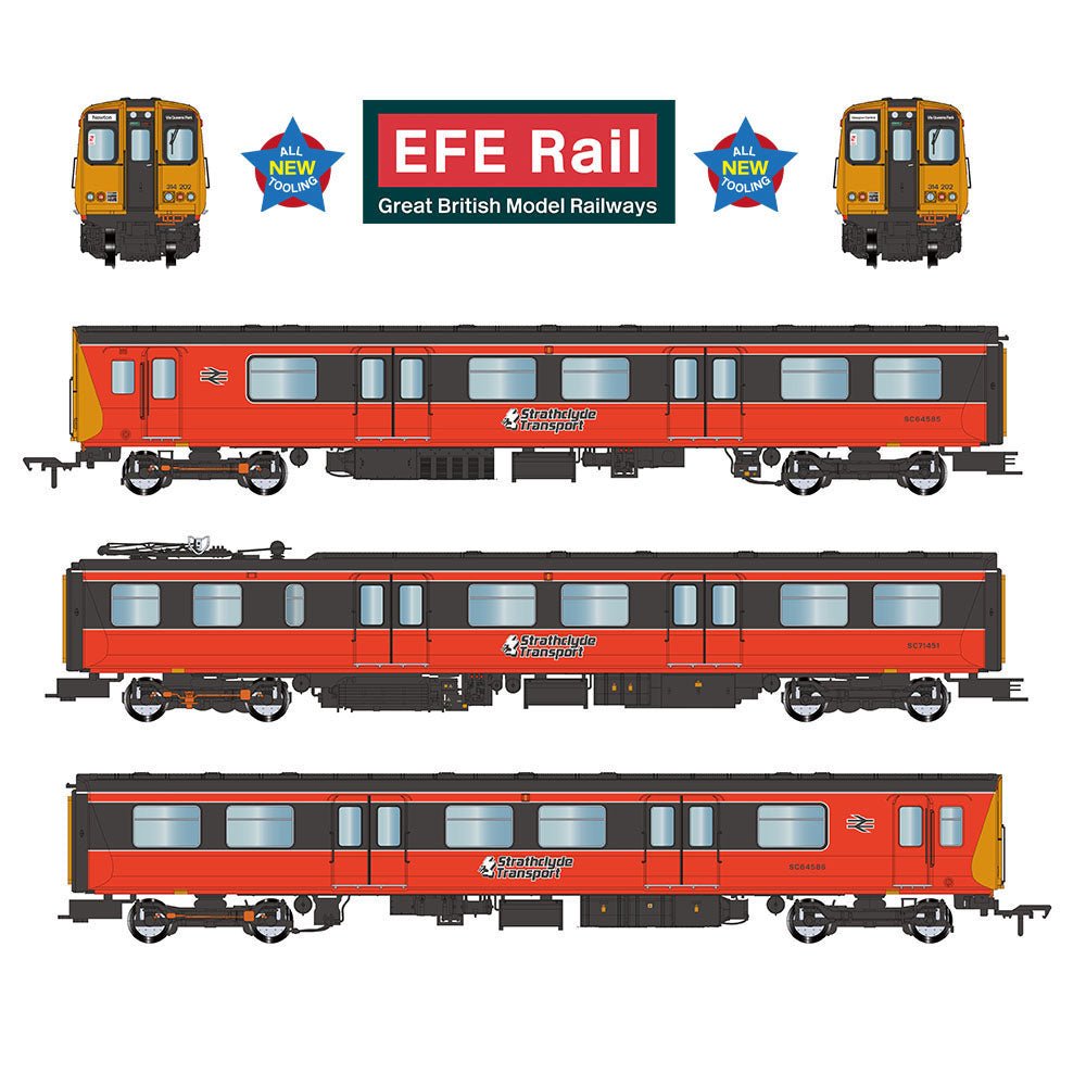 PRE - ORDER: EFE Rail Class 314 3 - Car EMU 314202 BR Strathclyde PTE Orange & Black - OO Gauge - Phillips Hobbies