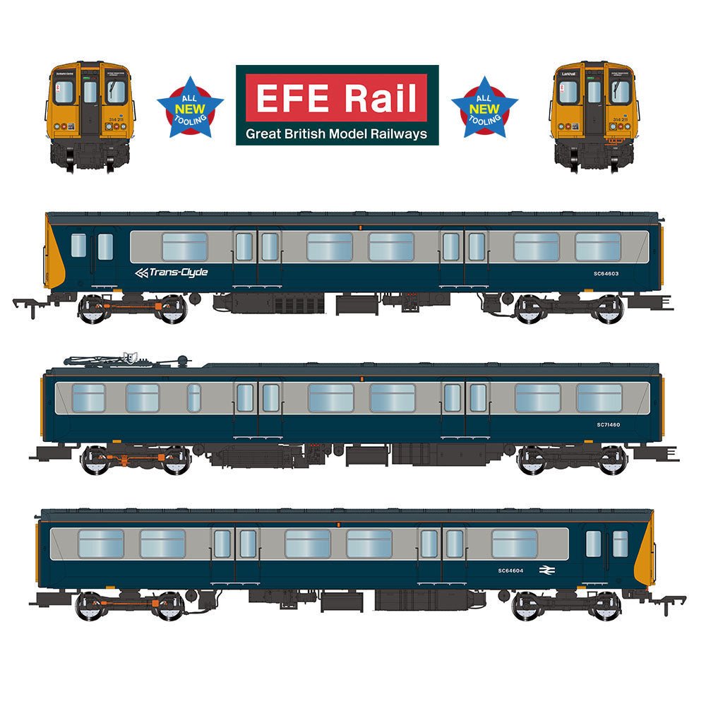 PRE - ORDER: EFE Rail Class 314 3 - Car EMU 314211 BR Blue & Grey 'Trans - Clyde' - OO Gauge - Phillips Hobbies