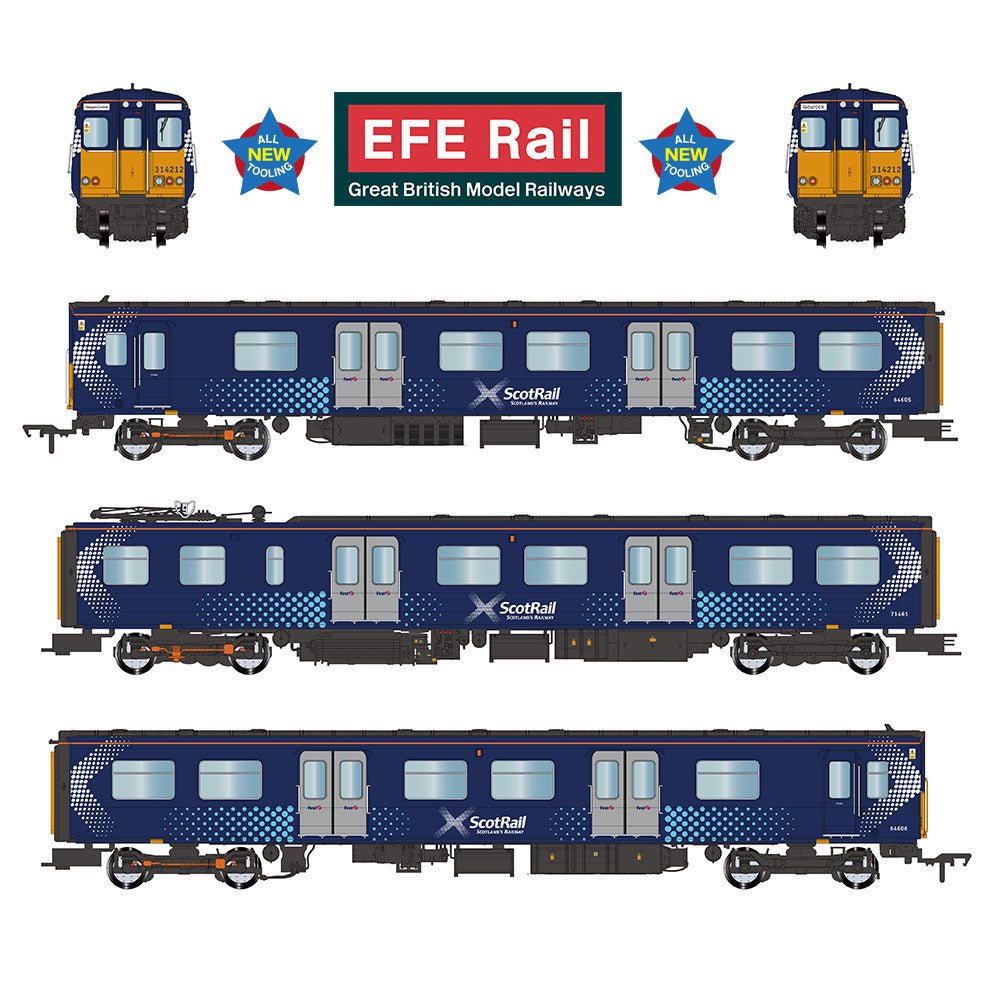 PRE - ORDER: EFE Rail Class 314 3 - Car EMU 314212 ScotRail Saltire - OO Gauge - Phillips Hobbies