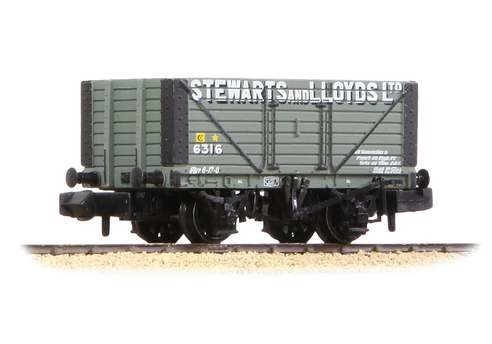 PRE - ORDER: Graham Farish 8 Plank Wagon Fixed Ends 'Stewarts & Lloyds Ltd' Grey - N Gauge - Phillips Hobbies