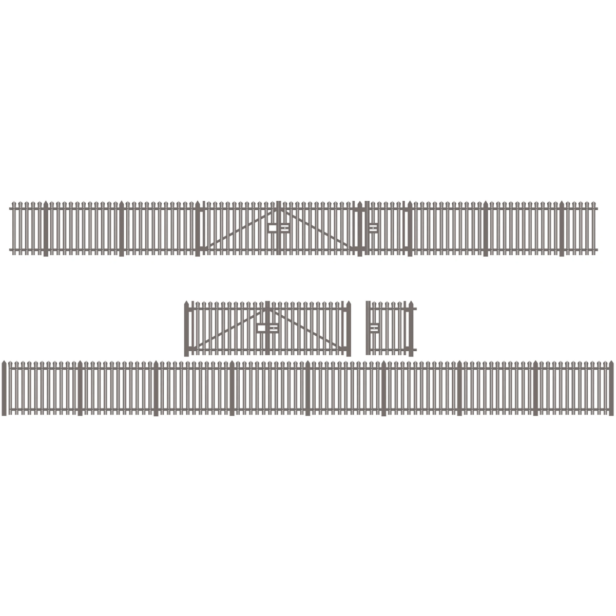 Ratio 280 Modern Palisade Fencing with Gates Kit - N Gauge - Phillips Hobbies
