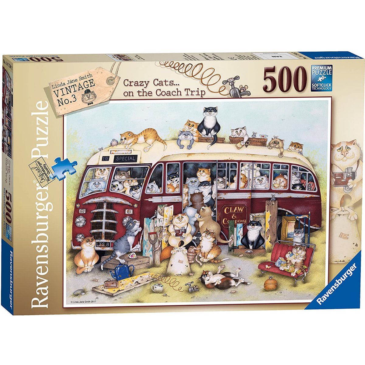 Ravensburger Crazy Cats Vintage Bus 500 Piece Jigsaw Puzzle - Phillips Hobbies