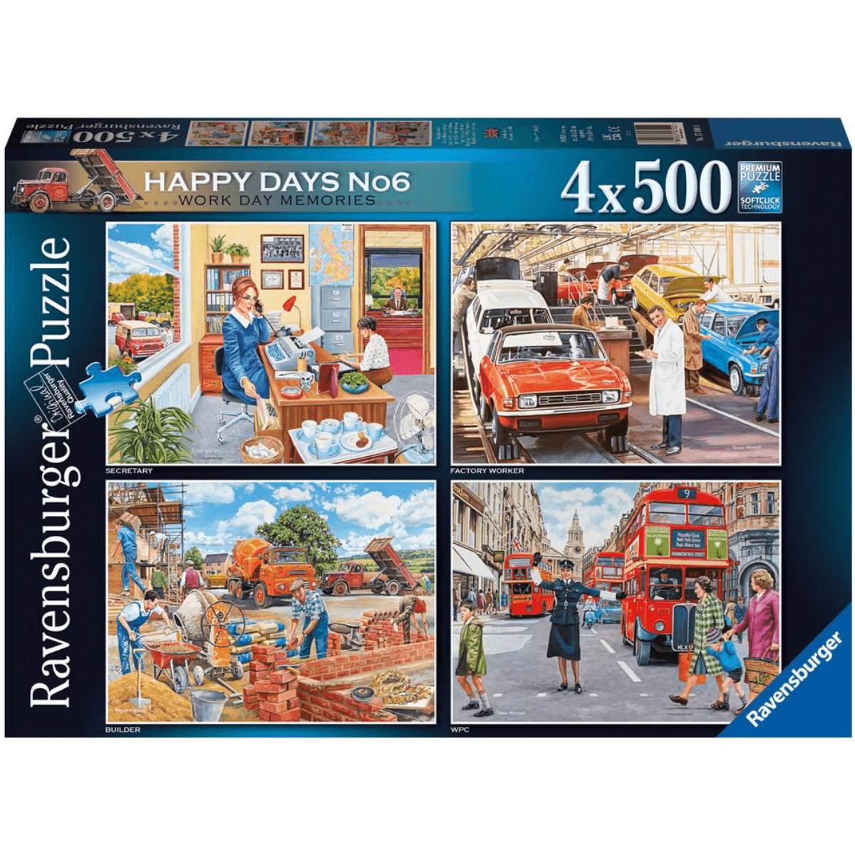 Ravensburger Happy Days No.6 Work Day Memories 4 x 500 Piece Jigsaw Puzzles - Phillips Hobbies