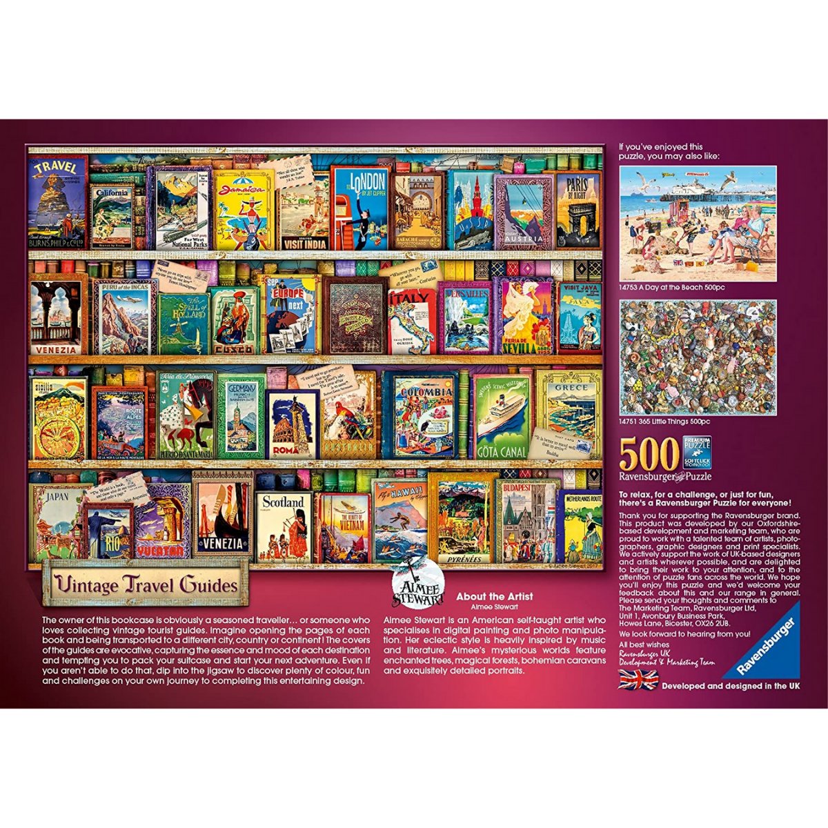 Ravensburger Vintage Travel Guides Jigsaw Puzzle (500 Pieces) - Phillips Hobbies