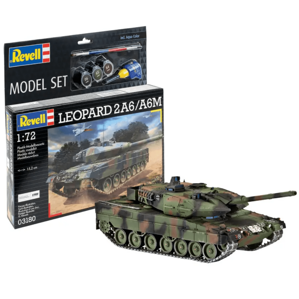 Revell German Leopard 2A6/A6M Model Set Plastic Model Kit - 1:72 Scale - Phillips Hobbies